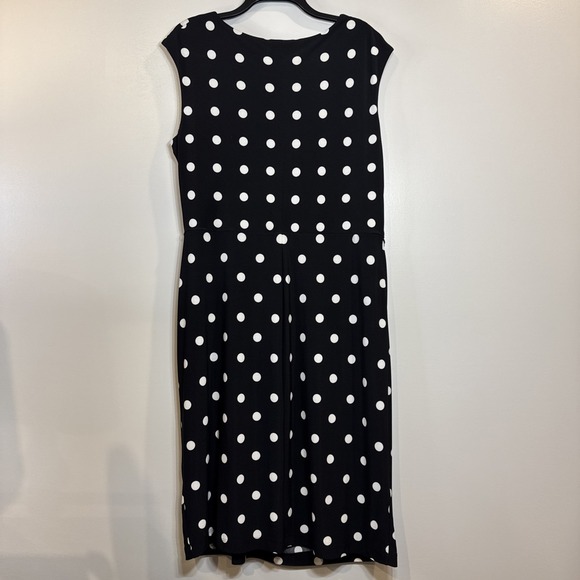 Lauren Ralph Lauren Polka Dot Ruched Knotted Cap Sleeves Dress Black White Sz 18 - Picture 6 of 8